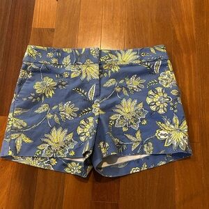 LOFT High Waist Blue and Yellow Floral Shorts